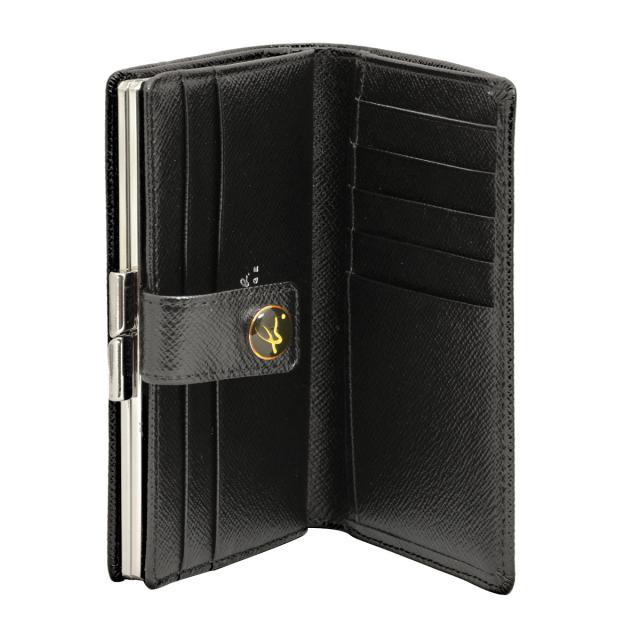 新品 箱付 アニエスベー がま口小銭入れ ボーダーライニング 二つ折り財布 黒 agnes b. 二つ折り財布 黒 新品 箱付 アニエスベー がま口小銭入れ