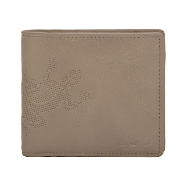 アニエスベー agnes b. アニエスベーボヤージュ 小銭入れつき 二つ折り財布 WH06 NMR-12 5 リザード 型押しパイピング グレージュ系 財布