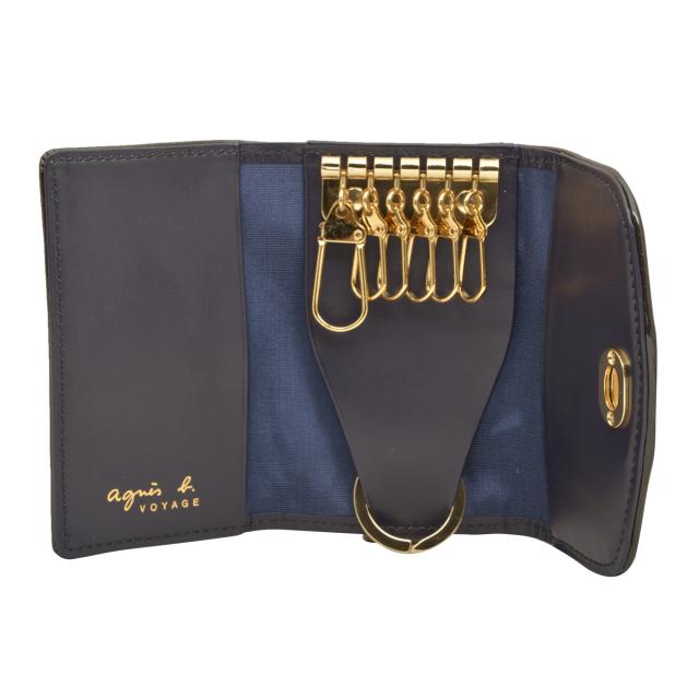 【※アウトレット※】アニエスベー agnes b. キーケース キーリング付き 6連キーケース エナメル ZW15a NMR-12 7 ブラック キーケース 本 アウトレット※】アニエスベー agnes b. キーケース キーリング付き 6連