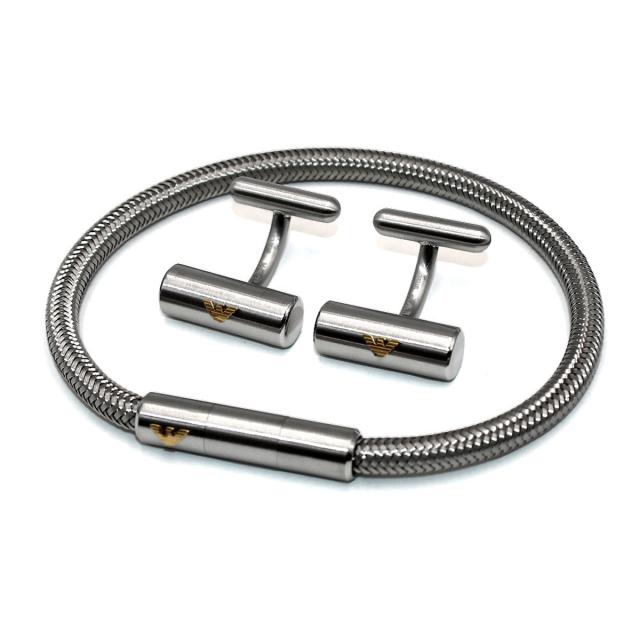 エンポリオアルマーニ EMPORIO ARMANI ブレスレット カフリンクス セット EGS3044SET アクセサリー メンズ シルバー ブレスレット カフ_4