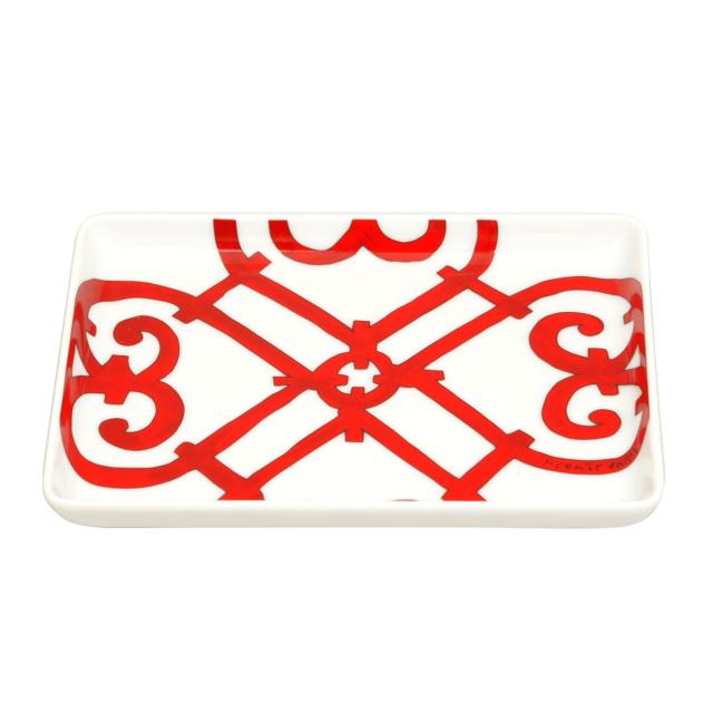 エルメス 食器 長方形トレイ HERMES 011089P BALCON DU GUADALQUIVIR バルコンデュガダルキヴィール ROUGE レッド＋ホワイト ブランド食_1
