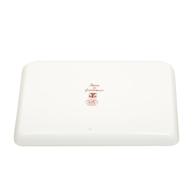 エルメス 食器 長方形トレイ HERMES 011089P BALCON DU GUADALQUIVIR バルコンデュガダルキヴィール ROUGE レッド＋ホワイト ブランド食_3
