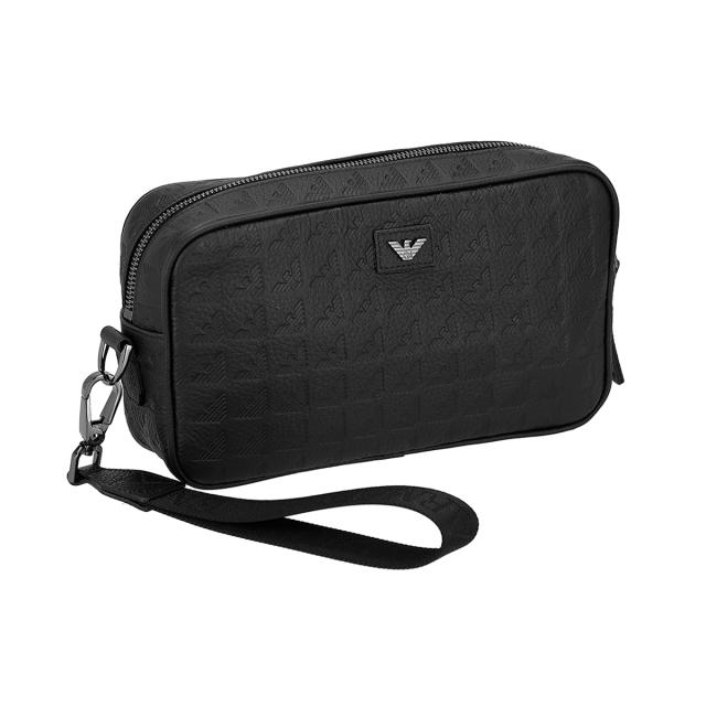 エンポリオアルマーニ EMPORIO ARMANI ポーチ コスメポーチ メイクポーチ EM001738 AF14774 UC001 メンズ ブラック 本革 レザー ポーチ
