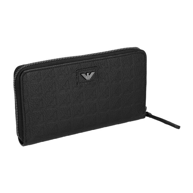 エンポリオアルマーニ EMPORIO ARMANI 財布 長財布 ラウンドファスナー長財布 小銭入れ付き EM001739 AF14774 UC001 メンズ ブラック 二
