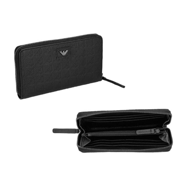 エンポリオアルマーニ EMPORIO ARMANI 財布 長財布 ラウンドファスナー長財布 小銭入れ付き EM001739 AF14774 UC001 メンズ ブラック 二_1