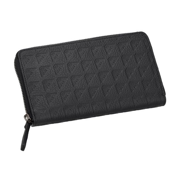 エンポリオアルマーニ EMPORIO ARMANI 財布 長財布 ラウンドファスナー長財布 小銭入れ付き EM001739 AF14774 UC001 メンズ ブラック 二_3