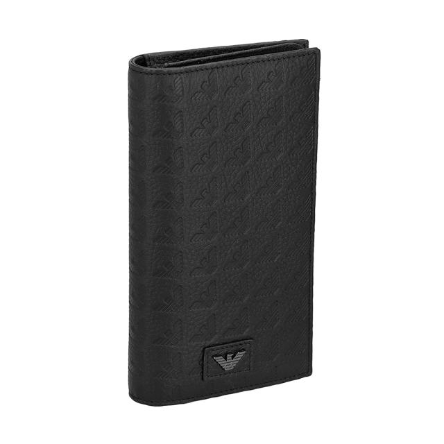 エンポリオアルマーニ EMPORIO ARMANI 財布 長財布 小銭入れ付き EM001742 AF14774 UC001 メンズ ブラック 本革 レザー 二つ折り長財布