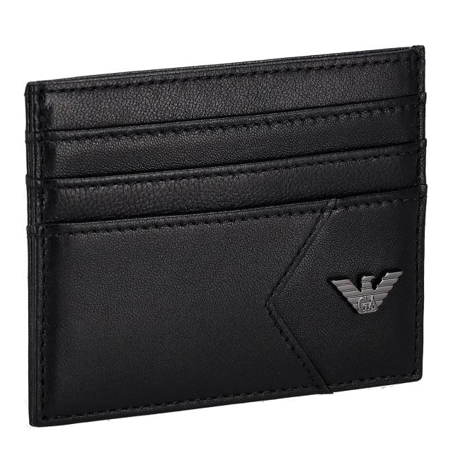 エンポリオアルマーニ EMPORIO ARMANI カードケース 名刺入れ EM002776 AF19365 UC001 幾何学ディテール メンズ ブラック 本革 レザー カ