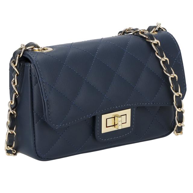 オウレンティ AULENTTI ショルダーバッグ 肩掛けバッグ チェーンバッグ DI-2952-3-SA/S24 レディース ネイビー 本革 レザー 斜め掛けショ