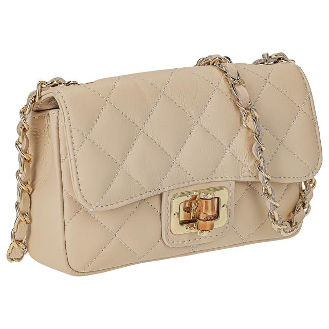 オウレンティ AULENTTI ショルダーバッグ 肩掛けバッグ チェーンバッグ DI-3089-SA/S03 レディース ベージュ 本革 レザー 斜め掛けショル