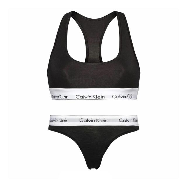 カルバンクライン  (CK) ブラジャー Tバック ショーツ セット スポーツ ジム 筋トレ 運動 無地 下着 F3785+F3786 001 ck Tバ