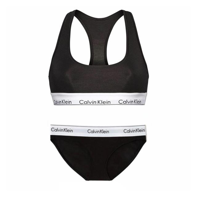 カルバンクライン  (CK) ブラジャー ショーツ セット スポーツ ジム 筋トレ 運動 無地 下着 F3785+F3787 001 レディース ck