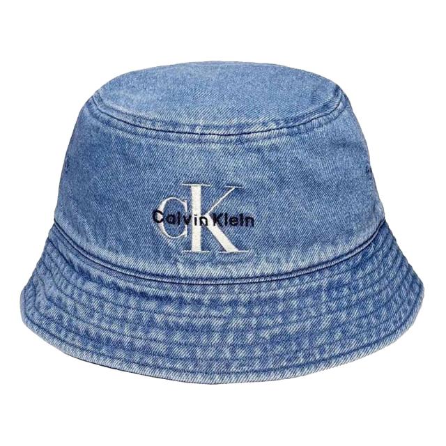 カルバンクライン Calvin Klein(CK) バケットハット デニム ロゴ 刺繍 コットン モノグラム シンプル 帽子 UVカット 4G5021G 420 ハット