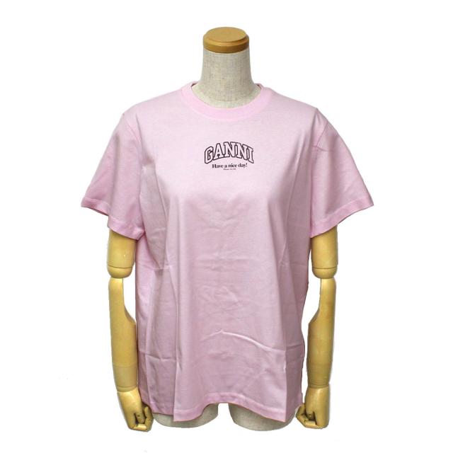 ガニー GANNI トップス Tシャツ カットソー ロゴ ウィメンズ 半袖 トップス A1050057-868 レディース ピンク 海外正規品 ブランド おしゃ
