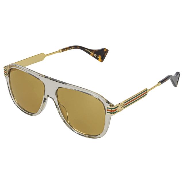 グッチ GUCCI サングラス GG0587S-003 アイウェア ティアドロップ型 メンズ トランスペアレントグレー+イエロー系 紫外線対策 サングラス