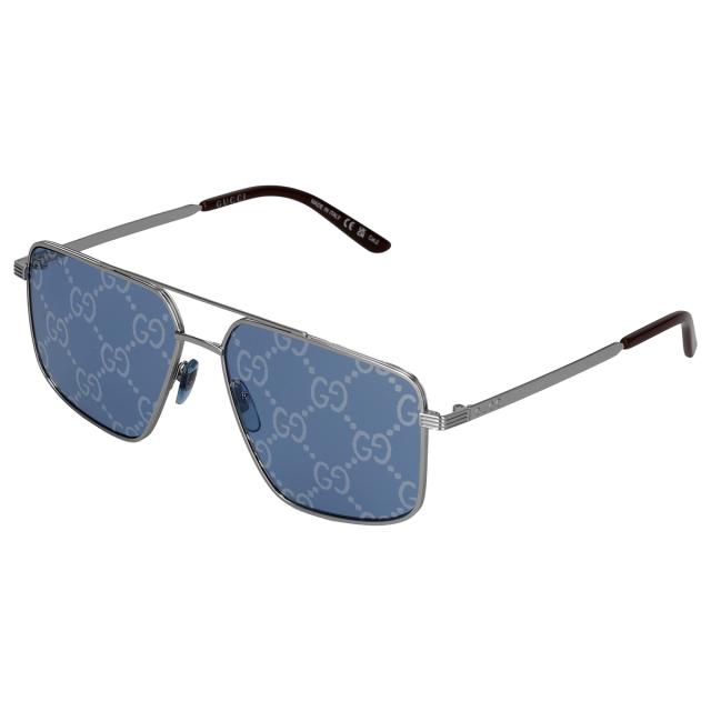 グッチ GUCCI サングラス アイウェア UVカット パイロット アビエーター GG0941S-004 メンズ シルバー+ブルーミラー 紫外線対策 サングラ