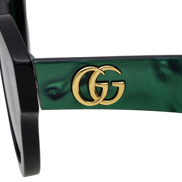 グッチ GUCCI サングラス アイウェア UVカット GG0957S-001 キャットアイ型 レディース ブラック+グリーン 紫外線対策 サングラス ブラン_6