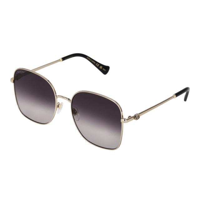 グッチ GUCCI サングラス アイウェア UVカット GG1143S-001 スクエア型 レディース ブラック+ゴールド+グレー 紫外線対策 サングラス ブ