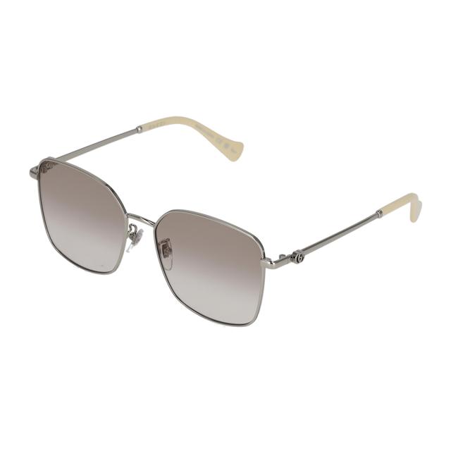 グッチ GUCCI サングラス アイウェア UVカット スクエア GG1146SK-005 レディース シルバー+グレー 紫外線対策 サングラス ブランド 人気