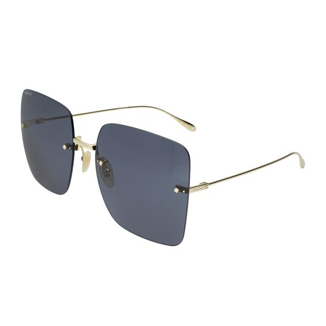 グッチ GUCCI サングラス アイウェア UVカット スクエア オーバーサイズ GG1147S-001 レディース ゴールド+ブルー 紫外線対策 サングラス