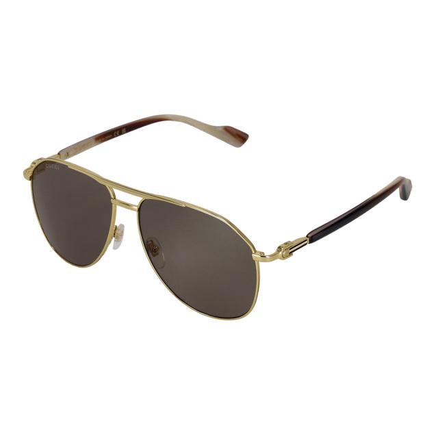 グッチ GUCCI サングラス アイウェア UVカット ティアドロップ GG1220S-002 メンズ ゴールド+ブラウン 紫外線対策 サングラス ブランド