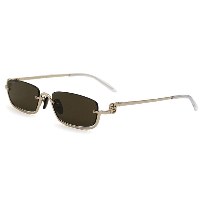 グッチ GUCCI サングラス ノーズパッド アイウェア UVカット レクタンギュラー GG1278S-001 ユニセックス ゴールド+ブラウン 国内正規品