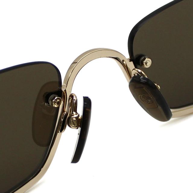 グッチ GUCCI サングラス ノーズパッド アイウェア UVカット レクタンギュラー GG1278S-001 ユニセックス ゴールド+ブラウン 国内正規品_4