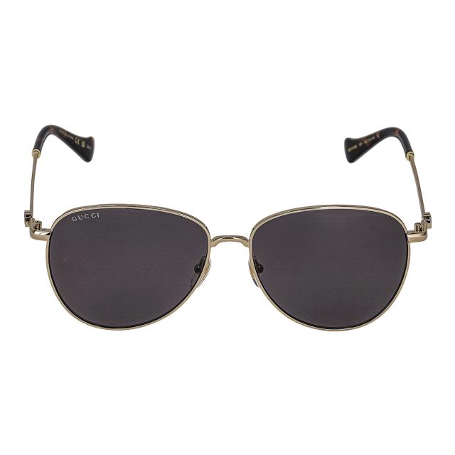 グッチ GUCCI サングラス アイウェア UVカット GG1419S-001 ティアドロップ型 レディース ゴールド+グレー 紫外線対策 サングラス ブラン グッチ GUCCI サングラス アイウェア UVカット GG1419S-001 ティア