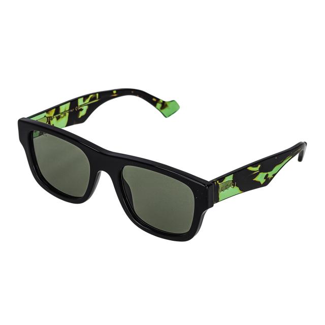 グッチ GUCCI サングラス アイウェア UVカット GG1427S-005 ウェリントン型 メンズ ブラック+グリーン+グレー 紫外線対策 サングラス ブ