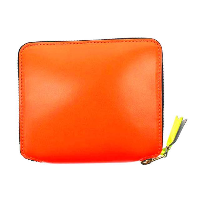 【※アウトレット※】コムデギャルソン COMME des GARCONS 二つ折り財布 ラウンドファスナー SA2100SF SUPER FLUO スーパーフロー LIGHT ORANGE 蛍光オレンジ 折りたたみ財布 レザー 本革 ブランド プレゼント コムデギャルソン 折りたたみ 財布 人気 二つ折り財布ブランド_1