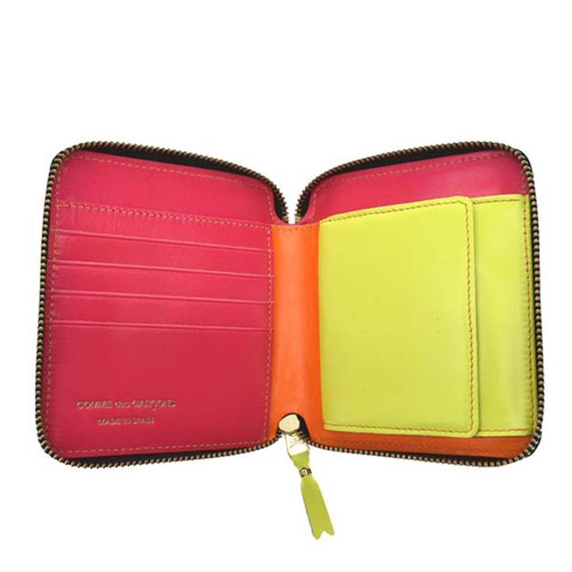 【※アウトレット※】コムデギャルソン COMME des GARCONS 二つ折り財布 ラウンドファスナー SA2100SF SUPER FLUO スーパーフロー LIGHT ORANGE 蛍光オレンジ 折りたたみ財布 レザー 本革 ブランド プレゼント コムデギャルソン 折りたたみ 財布 人気 二つ折り財布ブランド_3