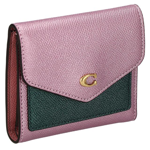 コーチ COACH 財布 小銭入れ付き 三つ折り財布 C7210 B4OR1 CBK MTLC WYN SM WAL ロゴ メタリックピンク+マルチカラー 財布 使いやすい