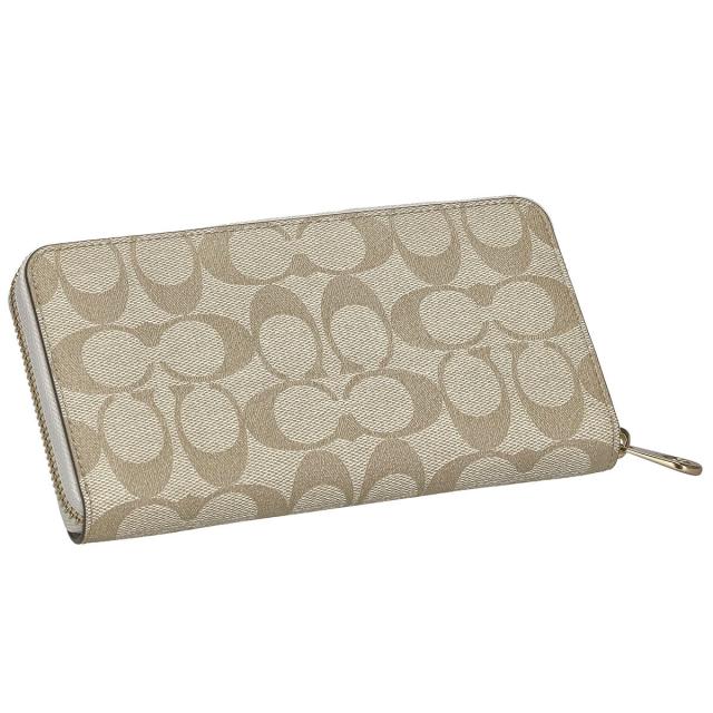 コーチファクトリー COACH FACTORY 長財布 C4452 IMDQC ストラップ付 ラウンドファスナー長財布 ライトカーキ系＋ホワイト系 財布 ラウンドファスナー 大容量 ブランド プレゼント コーチ アウトレット コーチ 財布 プレゼント 女性_1