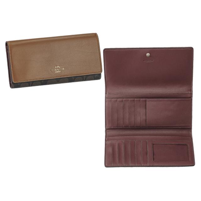 コーチ ファクトリー COACH FACTORY アウトレット 財布 長財布 C5966 IMW6S SIGNATURE SLIM レディース ブラウン系+カーキ 二つ折り長財_1
