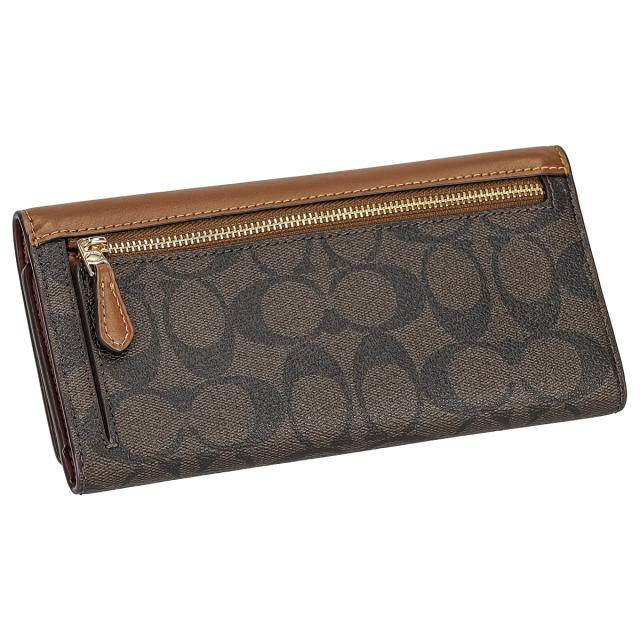 コーチ ファクトリー COACH FACTORY アウトレット 財布 長財布 C5966 IMW6S SIGNATURE SLIM レディース ブラウン系+カーキ 二つ折り長財_2