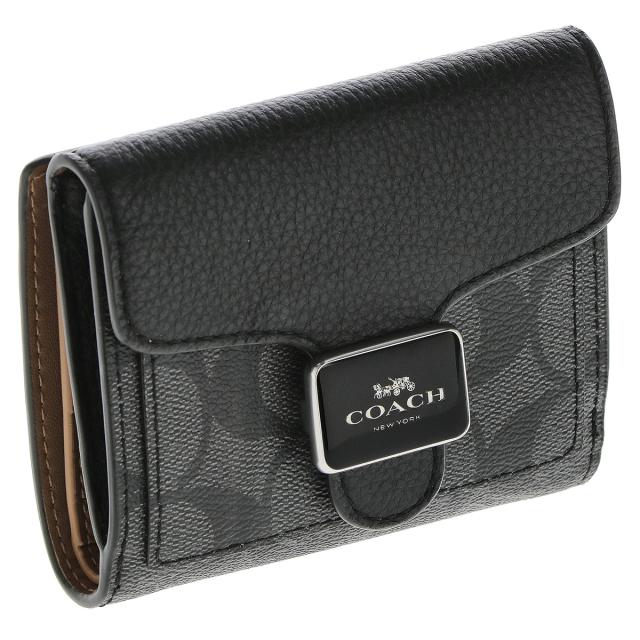 コーチ ファクトリー COACH FACTORY アウトレット 財布 二つ折り財布 C7805 SVTSQ レディース グレー+ブラック系 財布 使いやすい ブラン