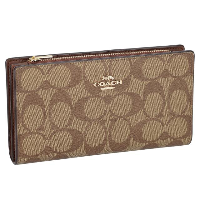 コーチ ファクトリー COACH FACTORY アウトレット 財布 長財布 C8714 IME74 レディース メンズ カーキブラウン系 二つ折り長財布 ブラン