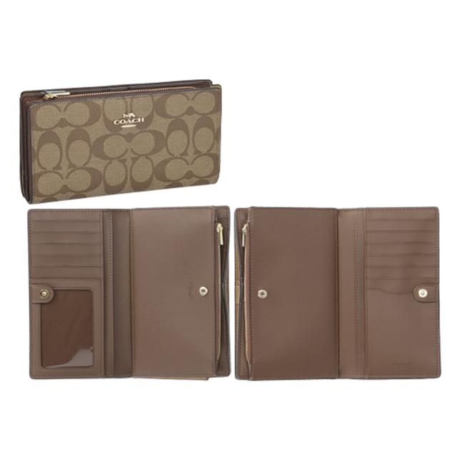 コーチ ファクトリー COACH FACTORY アウトレット 財布 長財布 C8714 IME74 レディース メンズ カーキブラウン系 二つ折り長財布 ブラン_1