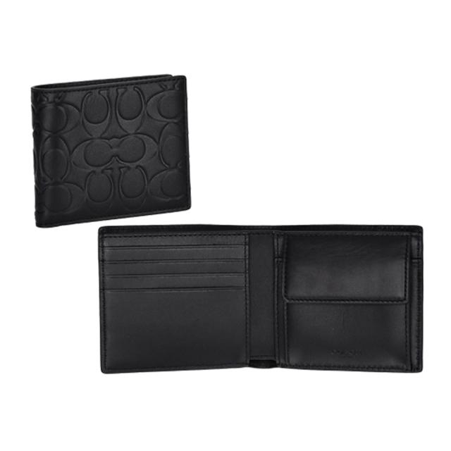 コーチファクトリー COACH FACTORY アウトレット 財布 二つ折り財布 折りたたみ財布 小銭入れ付き CX139 QB BK メンズ ブラック 財布 使_1