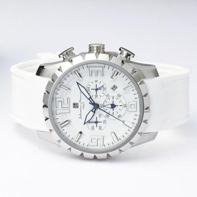 サルバトーレマーラ Salavatore Marra 腕時計 SM22111 SSWHWH クロノグラフ マルチファンクション クオーツ メンズ腕時計 ラバーベルト腕