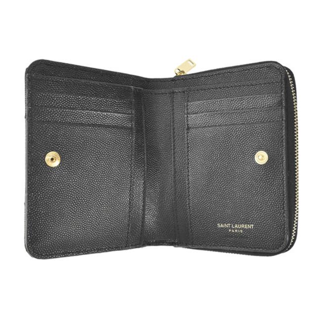 サンローラン SAINT LAURENT 財布 二つ折り財布 折りたたみ財布 小銭入れ付き 668288 BOW01 1000 レディース ブラック 財布 使いやすい_3