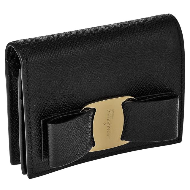 フェラガモ Ferragamo 財布 二つ折り財布 折りたたみ財布 小銭入れ付き 22D515 725300 ヴァラリボン NER ブラック 財布 使いやすい ブラ