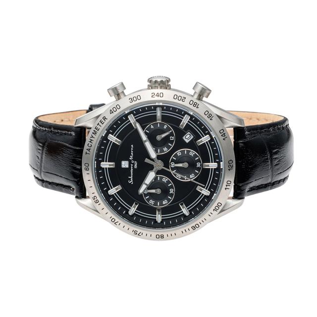 サルバトーレマーラ Salvatore Marra 腕時計 クオーツ SM23104 SSBK レザーベルト クロノグラフ ウォッチ メンズ ブラック 国内正規品 腕_1