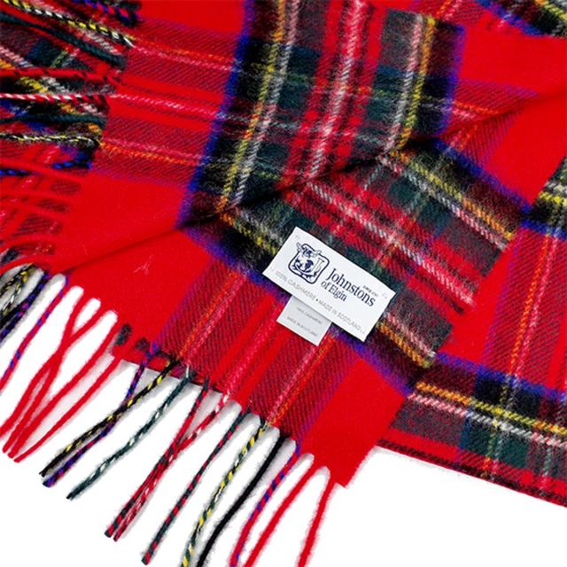 JOHNSTONS マフラー カシミヤ100% タータンチェック レッド JOHNSTONS マフラー カシミヤ100% タータンチェック レッド