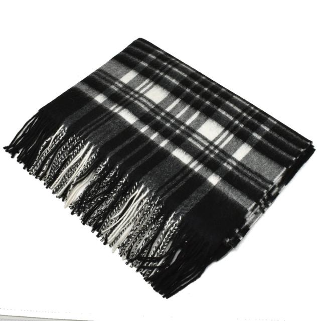 ジョンストンズ 大判 マフラー スカーフ ブラックスチュワート