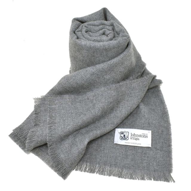 ジョンストンズ JOHNSTONS マフラー WD000446HA3027 22 無地 ウール ストール メンズ レディース グレー GREY グレーマフラー ブランド