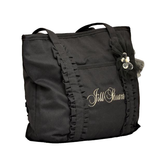 ジルスチュアート JILL STUART バッグ コサージュ ロゴ刺繍 キャンバス トートバッグ ショルダーバッグ 482180016 010 ブラック 黒 トー_1