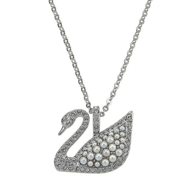 スワロフスキー SWAROVSKI ネックレス ペンダント アクセサリー 5411791 アイコニックスワン ICONIC SWAN シルバー+クリア+パール ブランド レディース 人気 クリスタル きらきら プレゼント 誕生日 結婚式 二次会 パーティー おしゃれ 上品 30代 40代 50代 新品