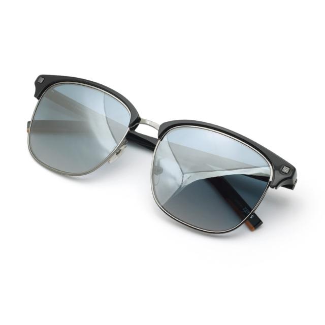 ゼニア ZEGNA サングラス ノーズパッド UVカット アイウェア バタフライ EZ0143-D/S 01C 57 ブラック+ガンメタル+ブルーグラデ 紫外線対_4
