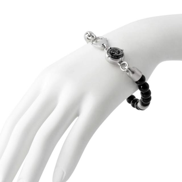 ディーゼル DIESEL メンズ ブレスレット DX0847040 abde00170m BLACK LINE AGATE ブラック ライン アゲート ブレイブマン(モヒカン) ビーズブレスレット ブラック＋シルバー 数珠 天然石 男性 誕生日 父の日プレゼント 20代 30代 40歳 クリスマス ギフト 彼氏 バレンタイン_2